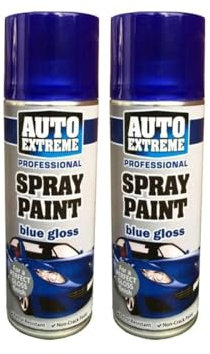 DIOXSTAR Blue Gloss Spray Paint, Gloss Finish, Fast Drying, Non-Cracking, DIY Spray Paint for Metal, Wood, Glass, Easy to Use, Long-Lasting, 400ml (2 PCS)