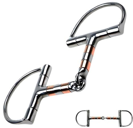 Pferdetrense aus Edelstahl, Pferdetrense aus Edelstahl, Pferdemaulgebiss mit Kupferwalzenmaul, D-Ring-Trensengebiss, eingelenkiges Pferdegebiss, professionelles Ring-Trensengebiss für