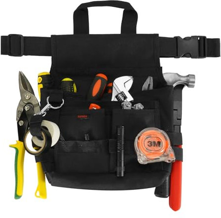 KENOBE Ceinture Porte Outils avec 7 Poches Amovible et Réglable, Organisateur à Poches Multiples pour Électriciens, Charpentiers, Ouvriers du Bâtiment