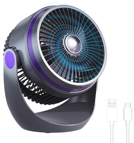 MENQANG Ventilatore da Scrivania USB - 3 Velocità, Rotazione Manuale 360°, Ultra Silenzioso per Casa/Ufficio/Auto