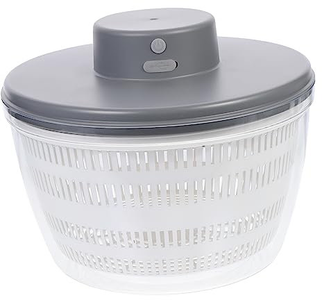 ULTECHNOVO Secador Eléctrico De Ensaladas y Verduras 1 Unidad Gris Plástico Cesta De Drenaje Rápido Para Uso Doméstico y Cocina Compacta