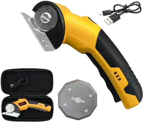 OBEST kartonschneider elektrische schere, pappschneider mit 2000 mAh akku, stoffschere, elektrisches cuttermesser, teppichschneider, elektroschere für pappe, fabric, stoff, papier, teppich