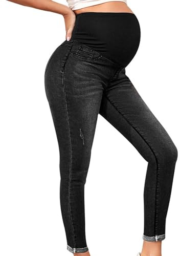 Jeans premaman da donna, a vita alta, elasticizzati, per gravidanza, a vita alta, skinny, per donne incinte, elasticizzati, in denim