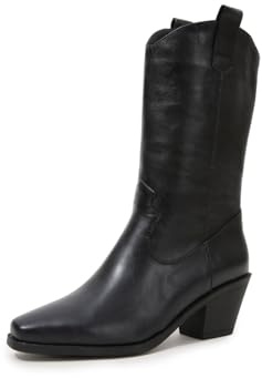ENEN Botas Cowboy de Mujer Piel, 34-45 EU Botas Cowboy de Mujer Media Caña Cierre de Cremallera Comodas y Elegantes Estilo Vaquero Campera para Otono Invierno al Aire Libre (S604 Marrón,39)