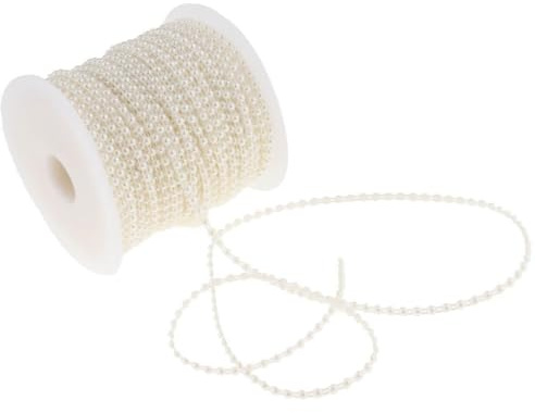 vreplrse Gör-det-själv-pyssel Halvrunda pärlsträngar Glittrande pärlsträngar Girlang Unika bröllopsgåvor Fängslande dekoration Kantband Och Pärlor Kedjesträng, Beige, 50m