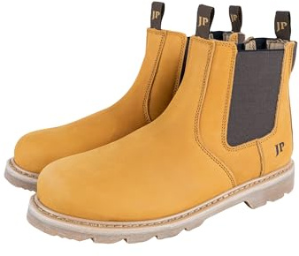 JACK PYKE Safety Dealer Boots HW-18 - Leather Pull-On Chelsea Mens Work Boots, Steel Toe Capped, Oil-Resistant, Cushioned Insole & Breathable - Ideal for Farming, Warehouse, Construction - Size 6-13