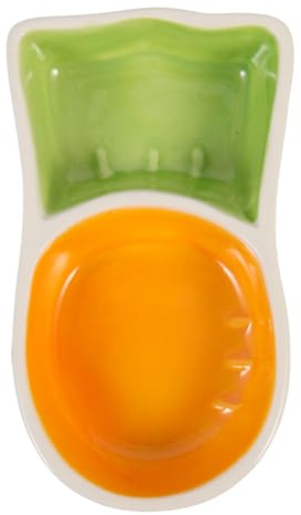 Amosfun Cuenco de Cerámica para Hámster y Cobayas, Plato de Comida para Ratas y Ardillas Pequeño en Forma de Zanahoria, Color Naranja, Accesorio Práctico para Suministros de Alimentación