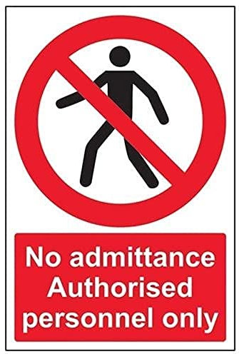 V Safety No Admittance Authorised Personnel Only Pedestrian Sign - 200mm x 300mm - 1mm Rigid Plastic