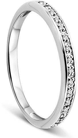 Anello Veretta da Donna Orovi in Vero Oro Bianco 9KT 375 con Diamanti Naturali. Anello Eternity di brillanti, Fede ipoallergenica.