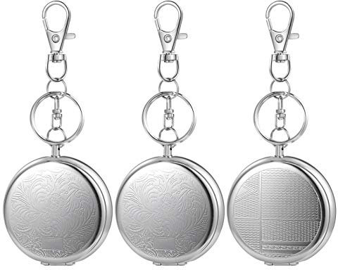 VOSAREA 3 Stücke Taschenaschenbecher für Unterwegs tragbare Taschenascher Geruchs dicht Edelstahl Mini Aschenbecher Schlüsselanhänger für Reise Unterwegs, Zufallsmuster