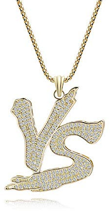 MSSZH Collier Lettre Pendentif Hiphop Personnalité Hipsters Vs Lettre Pendentif Rap Collier Collier Accessoires Tendance, N1111