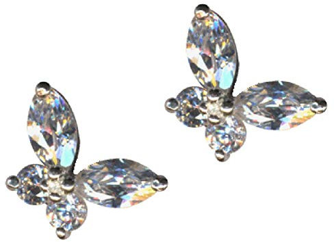OHRSTECKER Schmetterling/Echt Silber 925 mit Zirkonia/Jugendstil Design/Steinfarbe: transparent weiss/modern extravagant/Online Shop Schmuck kaufen / 58064