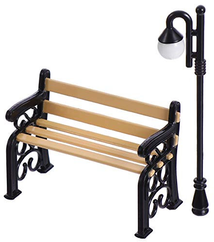 Milisten 2 farolillos en miniatura 1:12 banco, minifarolillos, casa de muñecas, lámparas de calle, modelismo, jardín de hadas, accesorios para decoración de jardín, ferrocarril, decoración