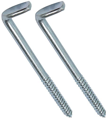 Aerzetix - C44752 - Set di 2 - Vite filettata per legno - gancio a forma di L - punta da avvitare - Ø8x115mm - acciaio zincato - metallo - fai da te - ristrutturazione