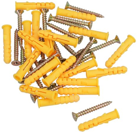 Lot de 48 vis à tête fraisée et chevilles pour bois, béton, brique - 4 x 40 mm