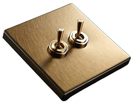 Interrupteur d'éclairage, interrupteur de lampe, 86 type 1-4 gangs, 2 voies, interrupteur à bascule, levier en laiton vintage, interrupteur à panneau doré en acier inoxydable, antique (couleur : 3 Ga