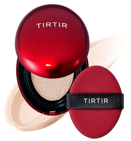 TIRTIR Mask Fit Red Cushion Foundation | Volle Deckkraft, Leicht & Hautnah, Satin Glow Finish | Koreanisches Cushion Make-up, Tattoo-Abdeckung, Aufbauend (0,63 Fl Oz), 15C Fair Porcelain