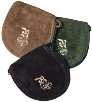 LederG`wand Trachtentasche aus Echtleder für Damen, Umhängetasche, Schultertasche, Olive, Braun, Schwarz, 16 x 15 cm, mit Riemen, Innenfach, Druckknopf (Bgol)