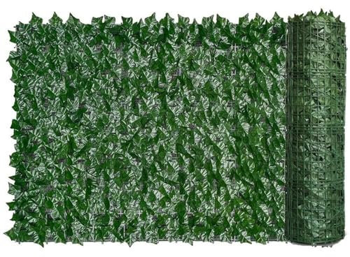 Seto artificial para balcón, hojas de hiedra, valla verde, 1 x 10 m, fondo decorativo para balcón, revestimiento de plantas, protección de privacidad para uso en exteriores.