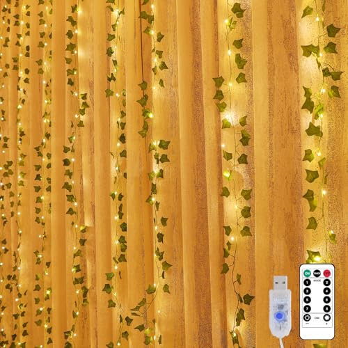 10 Pièces Guirlande Lumineuse 2x2m LED En Lierre Artificiel Guirlande USB Avec 200 LED Pour Décoration Printanière Chambre D'Enfant Rideaux Et Murs