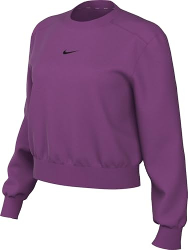 Nike Dri-Fit One French Terry Crew Neck Sweatshirt For Women, Hot Fuchsia/Black, FB5125-518, M