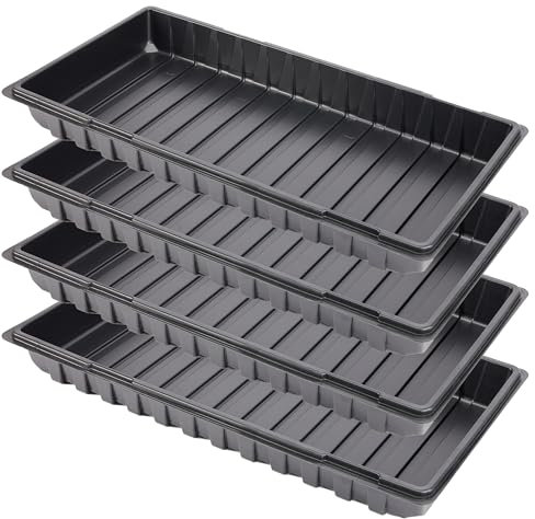 Garronda Plateau de Culture, Bac de Culture en Plastique pour Mini Serre et Semis, Plateau pour Plantes et Jardin, Bac de Germination Étanche, Idéal pour Potager et Balcon, Lot de 4 (60x30 cm, Noir)