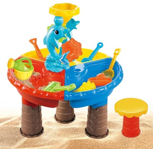 Fuuxtci Sand och vattenleksbord, barn vattenspel sandbricka, vattenbord barn utomhus för vattenspel utomhus, balkong och trädgård, lekbord med sandlåda leksaker, spade