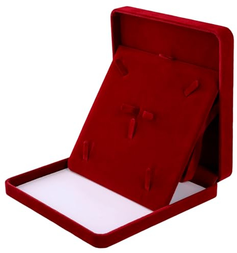Ziyonix Conjunto Joyas Terciopelo, 19 x 19 x 4 cm Set de Joyería Caja Almacenamiento Joyas Caja de Regalo Terciopelo para Mujeres Collar de Joyas Pendientes Anillo (Rojo Vino)