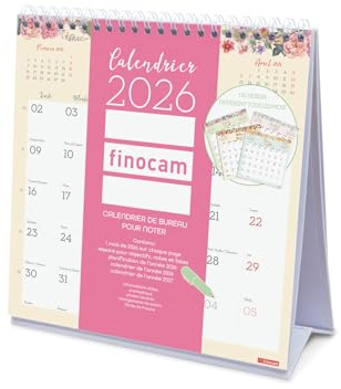 Finocam - Calendario de escritorio 2026 1 mes por página enero - diciembre 2026 (12 meses) | Calendario 2026 para calificar | Planificador mensual de diseño – Español