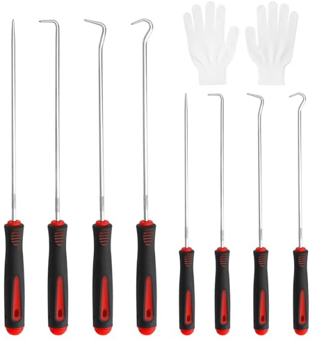 8 Piezas Junta Tórica Ganzúa y Gancho 4 en1 Juego para Sellos de Aceite Extractor, Ganzúa y Gancho de Largo Alcance Aceite Sello Junta Precisión Destornillador Extractor Extractora Herramienta