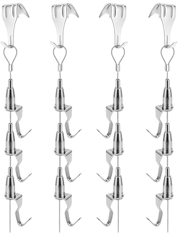 Juego de 4 prácticos cables ajustables para colgar fotos, adecuado para marco de fotos grande y lente pesada, solución de cubierta para el hogar