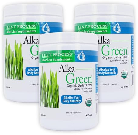 Morter HealthSystem Alka•Green Powder (3 Pack) Best Process Alkaline — Nutrient Dense Organic Barley Grass Supplement — Natural Source of Enzymes & Amino Acids