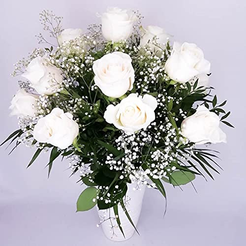 EL JARDÍ D´ESTHER - Ramo de flores naturales a domicilio - Flores frescas - Entrega gratis en 24 horas de Lunes a Sábado - Tarjeta dedicatoria - Alma - 12 rosas blancas