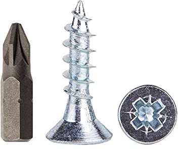 Lot de 150 vis à bois en acier zingué 5,0 x 20 mm, vis à bois pour aggloméré, vis universelles Pozi-Drive PZ entièrement filetées, tête fraisée Pozidriv (150, 5,0 x 20 mm)