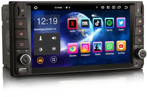 Erisin 8 Núcleos Android 14 GPS Navegación Estéreo de Automóvil para Toyota Hilux RAV 4 Corolla Prado Vios Land Cruiser Serie 100 7 Pantalla táctil Soporte CarPlay Bluetooth 5.0 WiFi Dab+ 4GB+64GB