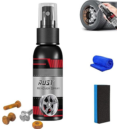 Qosneoun Multi-functional Wheel Hub Renewal Agent, Car Rust Remover Spray, Iron Powder Remover, Multifunctional Metal Rust Remover, Rust Protection Spray for Metal (30ML-1Pcs)