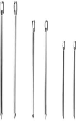 Ofargo Meat Trussing Needles, Roasting Trussing Needles for Lacing Roast Turkey, Chicken, Pork Skin, Whole Hog, Lamb, and Rotisserie Pig; Two of Each Size 4.9/5.7/7inch, 6pcs in All