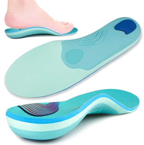 SUPPORTINSERT Plantilla Fascitis Plantar Hombres Mujeres Ortopédica Alivio del Dolor Taloneras, Talón Espolón Absorber Choque Arco Soporte Almohadilla, Zapatos Trabajo Bota plantilla pies planos,26CM