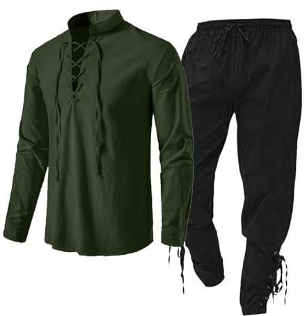 Gilet da ragazzo, set di abbigliamento maschile medievale, set di abbigliamento maschile con camicia di lino, camicia maschile medievale, pantaloni medievali con cinghie alla caviglia, completo uomo