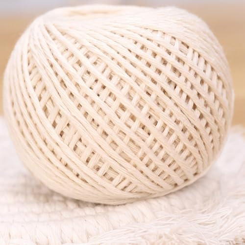 YUANGANG Baumwolle Küchengarn, 50 m, Mittelgewicht, Weiß, Schnur, zum Kochen, Braten, Binden von Rouladen und mehr