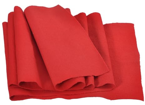 Rebower 15cm x 1m Tessuto Polsini a Costine, Tessuti per Tappezzeria Polsini Elastici a Costine per Cucire, Tessuto di Cotone, [Per Polsini, Cintura, Colletto] - Rosso
