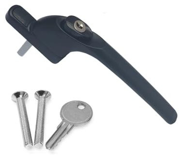 uPVC Window Handle Universal Inline Locking Espag Double Glazing Window Handle 40mm (Black, 40mm Spindle)