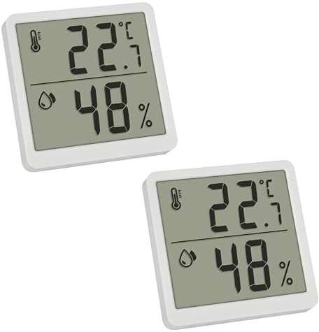 TFA Dostmann thermomètres et hygromètres numériques, Lot de 2, 30.5059.02.02, température intérieur et de l'humidité dans Maison, Blanc