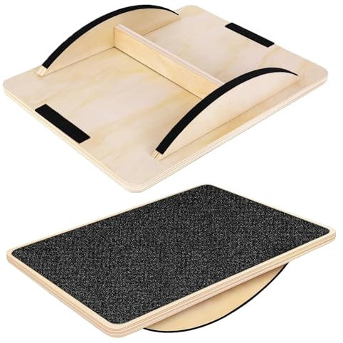 Balance Board Holz, Anti-Slip Balance Board Erwachsene, Gleichgewichtstrainer Professioneller, Wackelbrett für Physiotherapie, Perfekt für Schreibtisch und Stehpult, Auch für Hunde-Training
