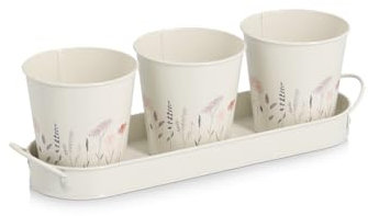 Zeller 19405 Kräutertopf-Set Flowers, 4-TLG., Metall