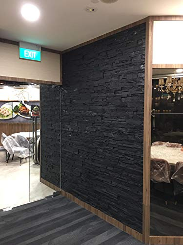 DryInsta Faux Stone Wall Covering Panels | FRP 3D Wall Cladding for Interior or Exterior Rust Tuscan Stone Siding Panel (Black)