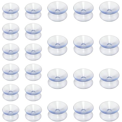 LIANRISES 24 Pezzi Ø 3/2cm Ventose Trasparenti Bifacciali, Versatili Ventose Bifacciali In Gomma Siliconica, Per Bagno, Cucina, Ufficio, Specchio, Vetro, Finestra, Finestra Dell'Auto, Parasole Auto