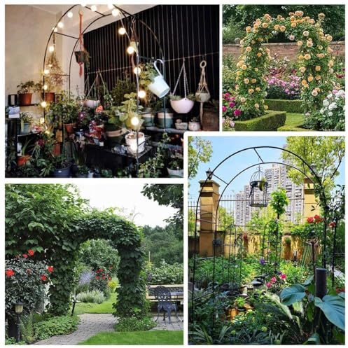Trädgårdsbåge i metall, stark uteplatsspaljé pergola-ram, utomhusklättringsstöd för rosor och vinstockar, dekorativ berså valv för bröllop och fester, inkluderar 40 cm bas