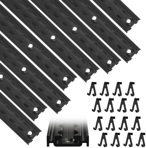 Hebitod Airlineskena, aluminium, set 8 x 1 m, lastskenor i aluminium med 8 dubbelkrokar, svart flygskenor monteringsring, för släpvagnar, personbilar, lastbilar, campare, husbil, airline-skena