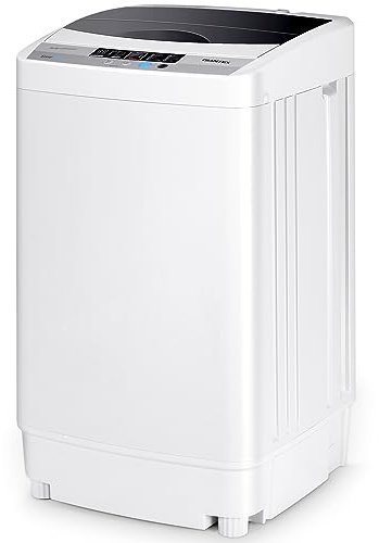 COSTWAY Lavatrice Portatile Automatico 4,5kg, con 10 Programmi Lavatrice Centrifuga, Mini Lavatrice per Appartamento Campeggio, Silenziosa, 50×50×85cm